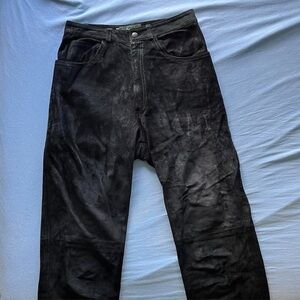 Black Suede High Waisted Trousers